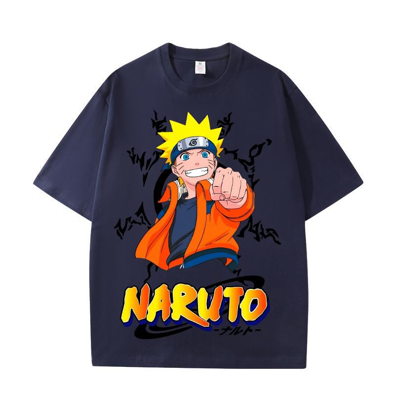 Naruto Anime Peripheral Short Sleeved Tshirt Trendy Teenage Loose Clothing Summer New Style Naruto Printed Cotton Short Sleeve