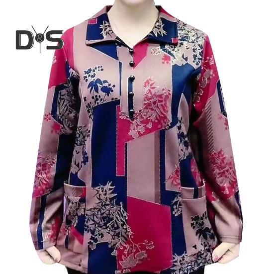 

Женская рубашка, пуговицы с лацканами, половина планки, топы с длинными рукавами и карманами, пуловеры свободного покроя с геометрическим принтом 3XL красный