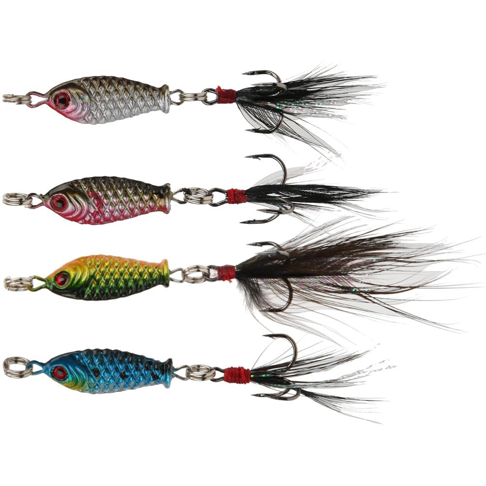 4Pcs Feather Bait Lures Durable with Hook Fishing Tackle Accessories 5.2g 2.5cm