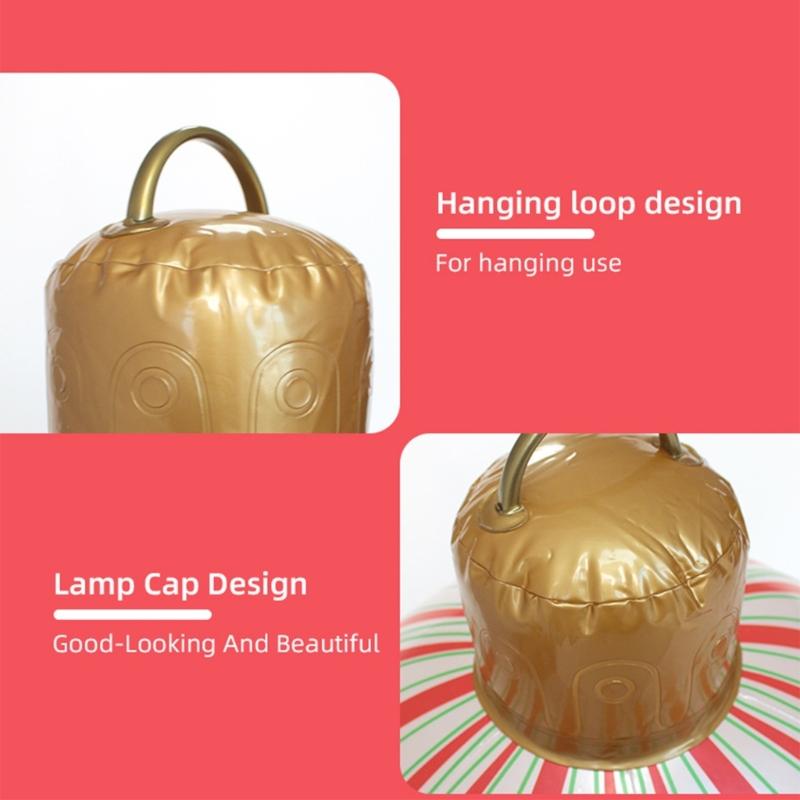 Festival Striped Inflatable Christmas Ball Outdoor Decoration Weather Resistant PVC Yard Decors For Holiday Display