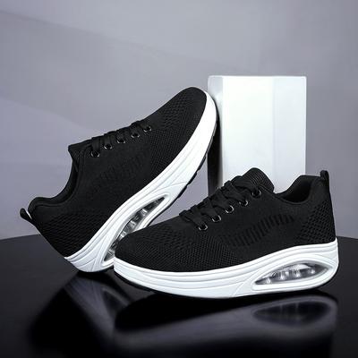 Summer Women'S Trendy Mesh Casual Shoes Platform Anti Slip Sneaker Outdoor Running Lace Up Thick Soled Vulcanized Shoes