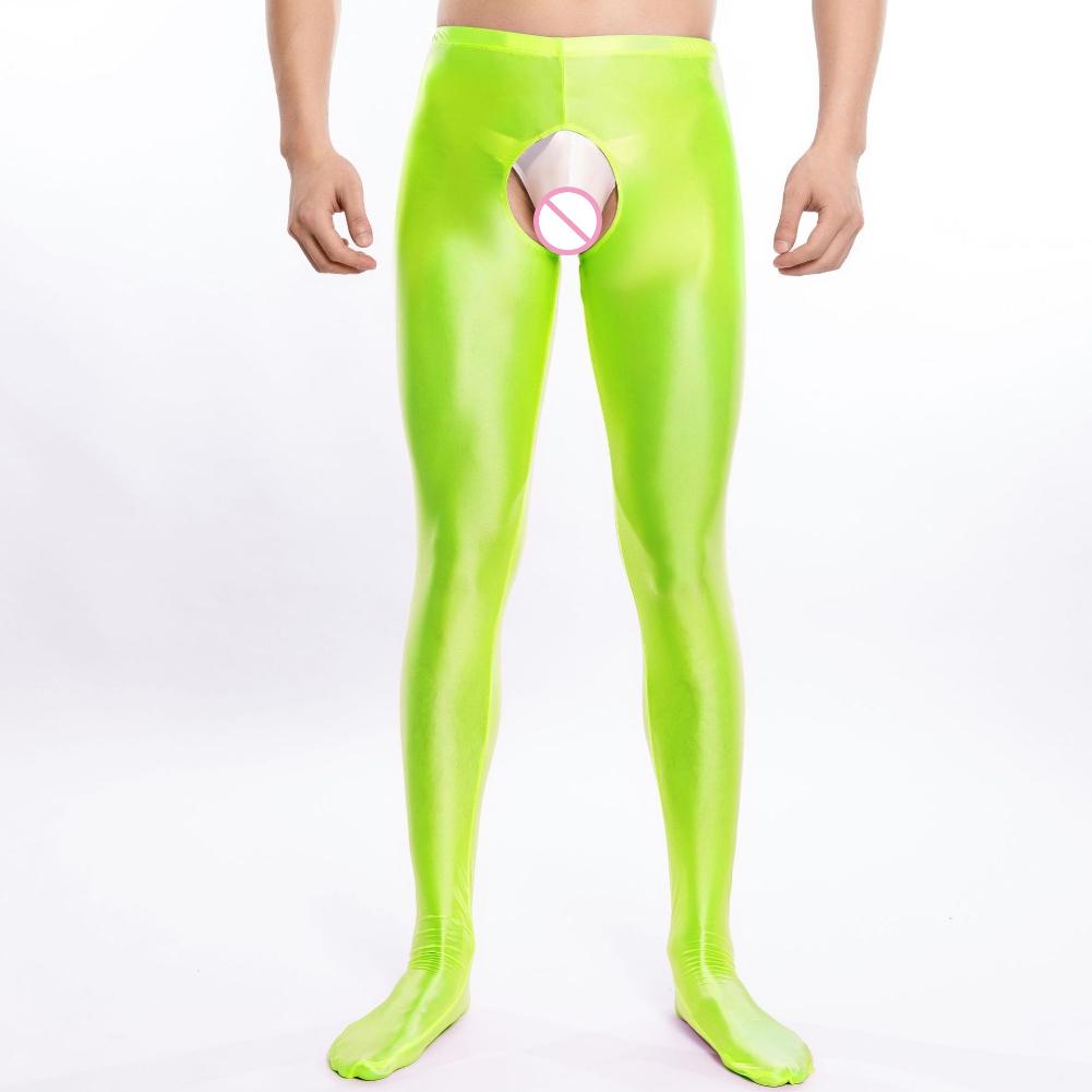 Herrenöl Glänzend Glatt Ganzkörperstrumpf Schrittloser Strumpfhose Leggings Strümpfe Elastischer Unterteil Hosen Nachtwäsche Club Sex Kleidung Verführen