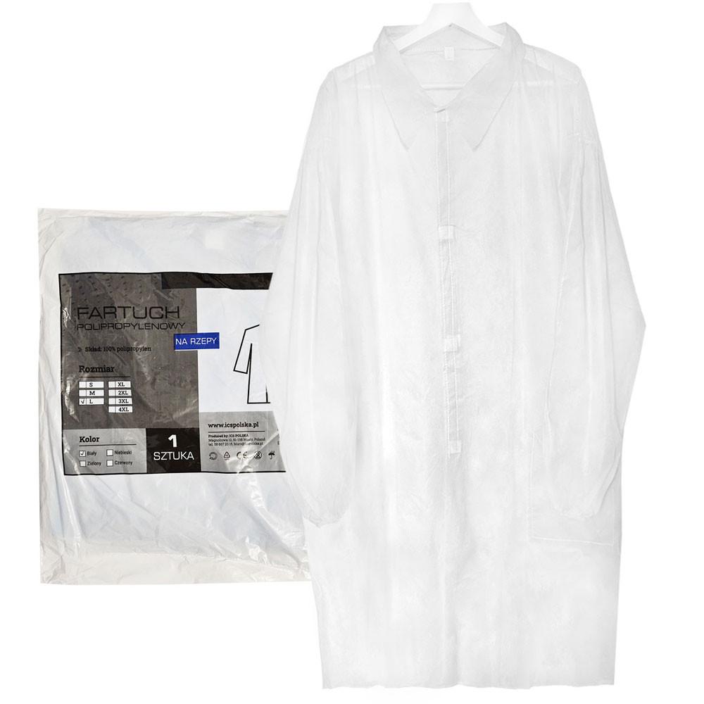 Disposable Apron White With Velcro (Non-woven 22G) 1 Piece