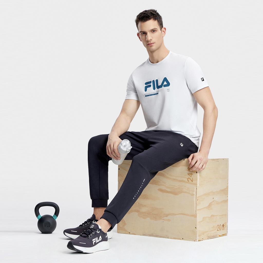 Fila Basic Minimalist Sports Fitness Cool Feeling Round Neck Short Sleeve T-Shirt Men Tops Cool-Stone-White A11M331114F-WT