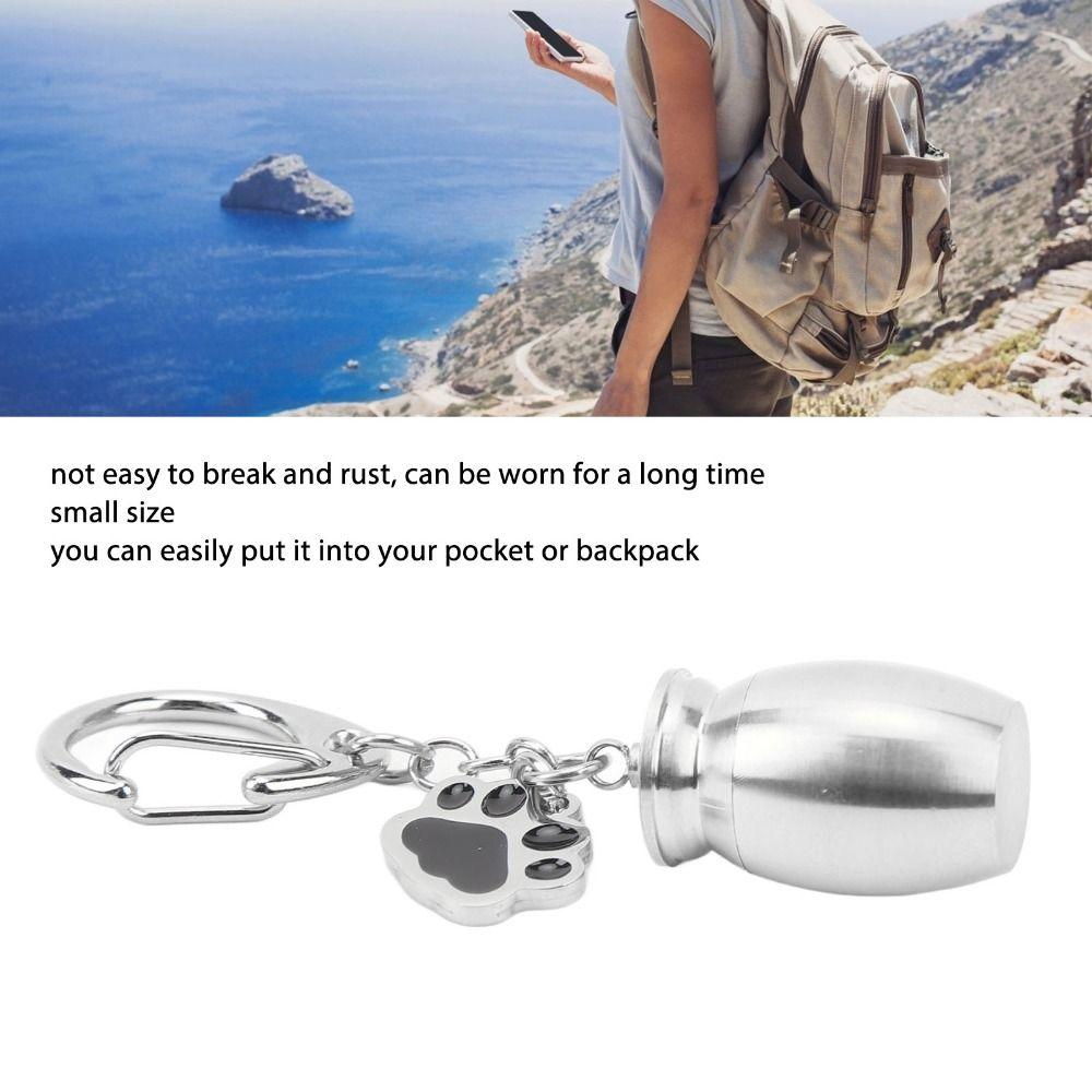 Stainless Steel Pet Urns Keychain Pocket Size Paw Print Urn Durable Pet Ashes Keepsake Dog Ashes