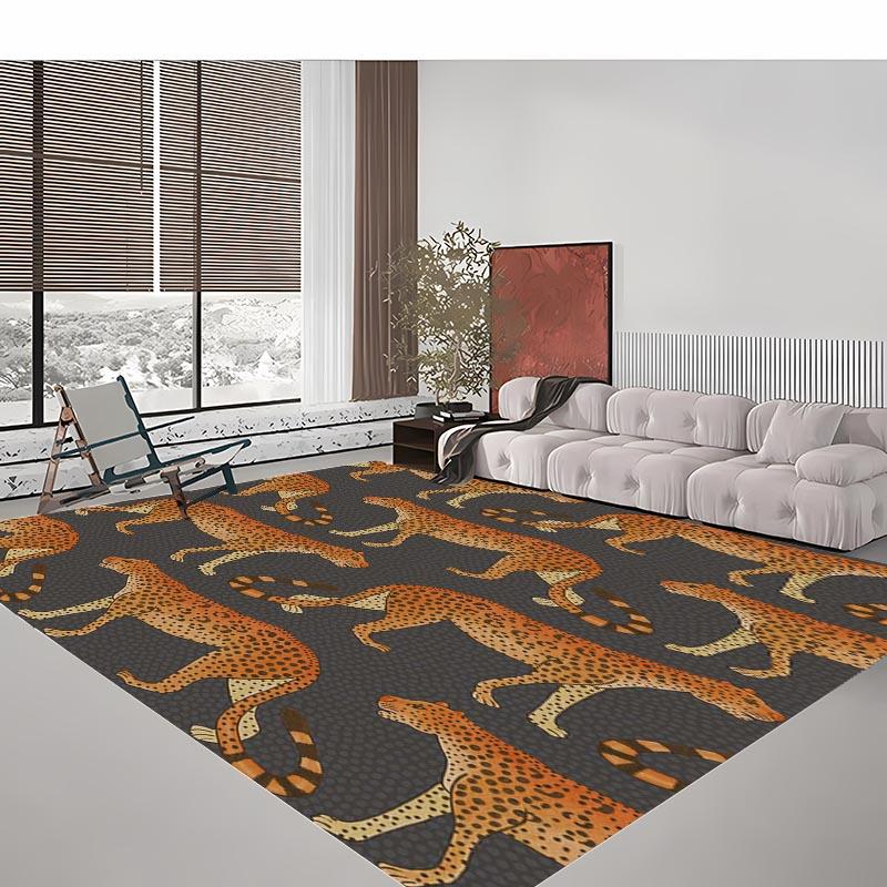 Leichter Luxus Teppich mit Leopardenmuster für Wohnzimmer Schlafzimmer Flur Alfombra Rutschfest Weiche Teppiche Sofa Fußmatte Heimdekor Tapete