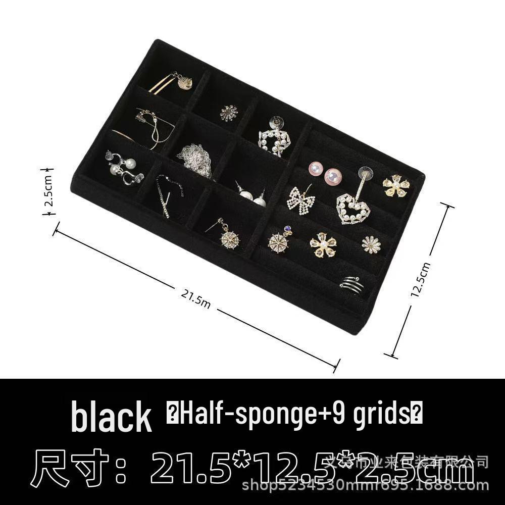 Velvet Jewelry Box – Ring and Earring Tray with Bracelet Compartment