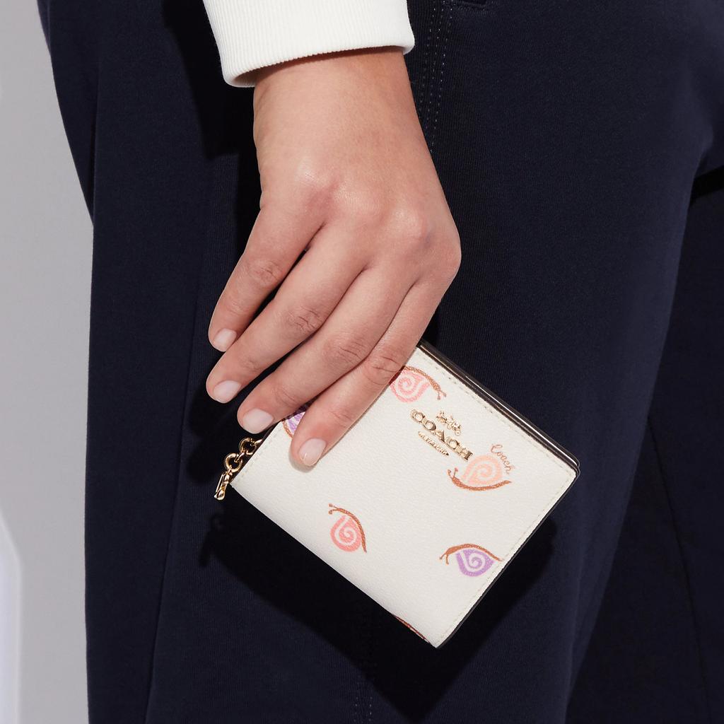New COACH Snap Wallet Artificial Leather Card Holder, Wallet Regular Women's Chalk White C9913-IMCAH