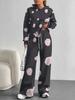 Broken Flowers European And American Autumn And Winter Casual Long-Sleeved Suit Women'S Hooded Sweater Trousers Two-Piece Set