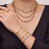 Elegantes Armband- und Halskettenset aus 5A-Zirkonia-Edelstahl mit farbigen Diamantquasten-Ohrringen