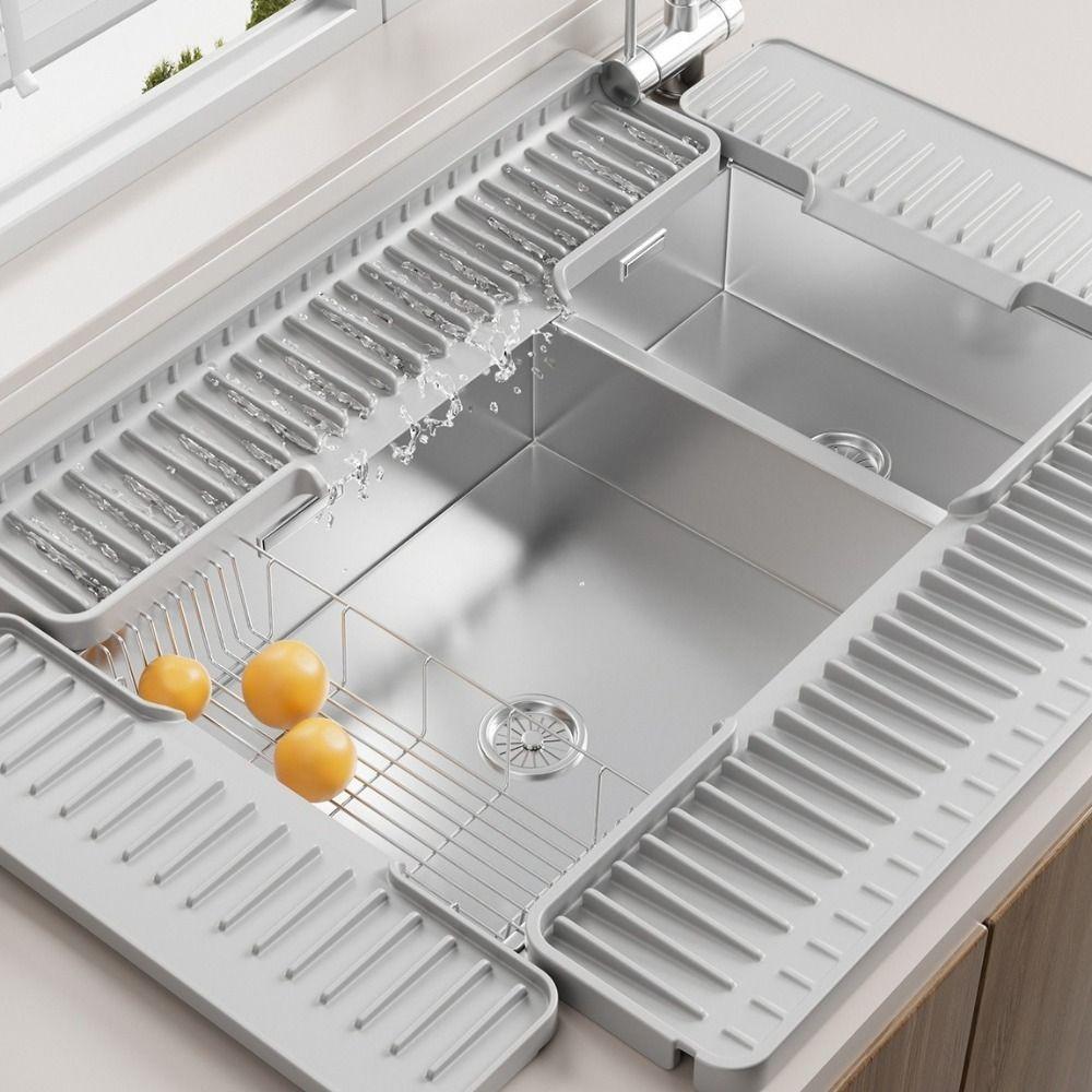 Silicone Sink Drain Pad Foldable Sink Draining Mat Multipurpose Water Retaining Pad Kitchen