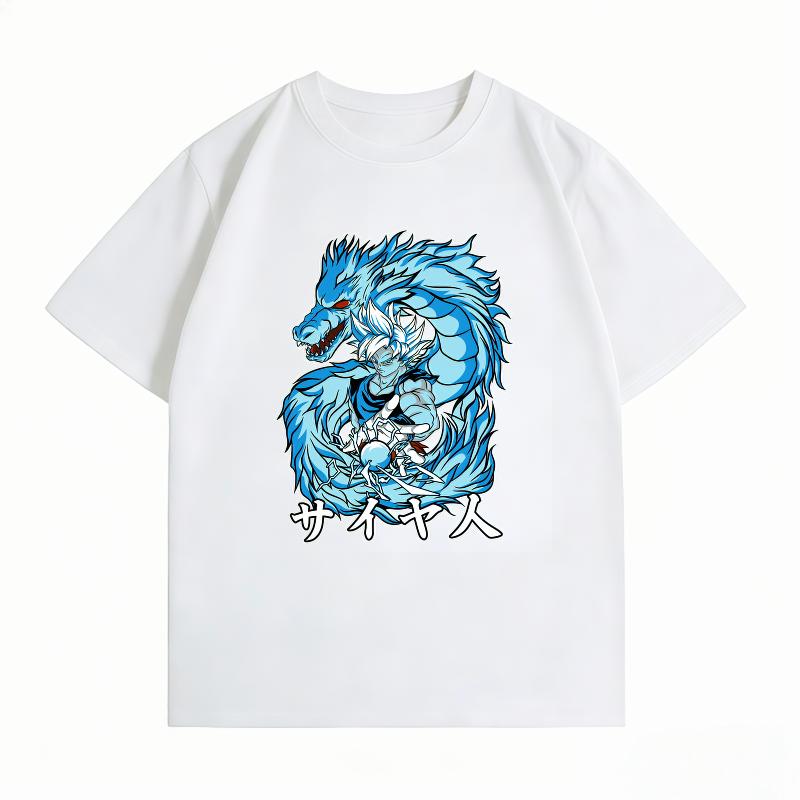 Dragon Ball Super Goku Ultra Instinct Ice Dragon Print Tshirt Casual Short Sleeve Cotton Anime Streetwear Unisexs Tshirt