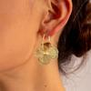 Gold Color Double Layer Hollow Flower Hoop Earring for Women Vintage Exaggerate Metal Big Petal Earring Party Daily Wear Jewelry