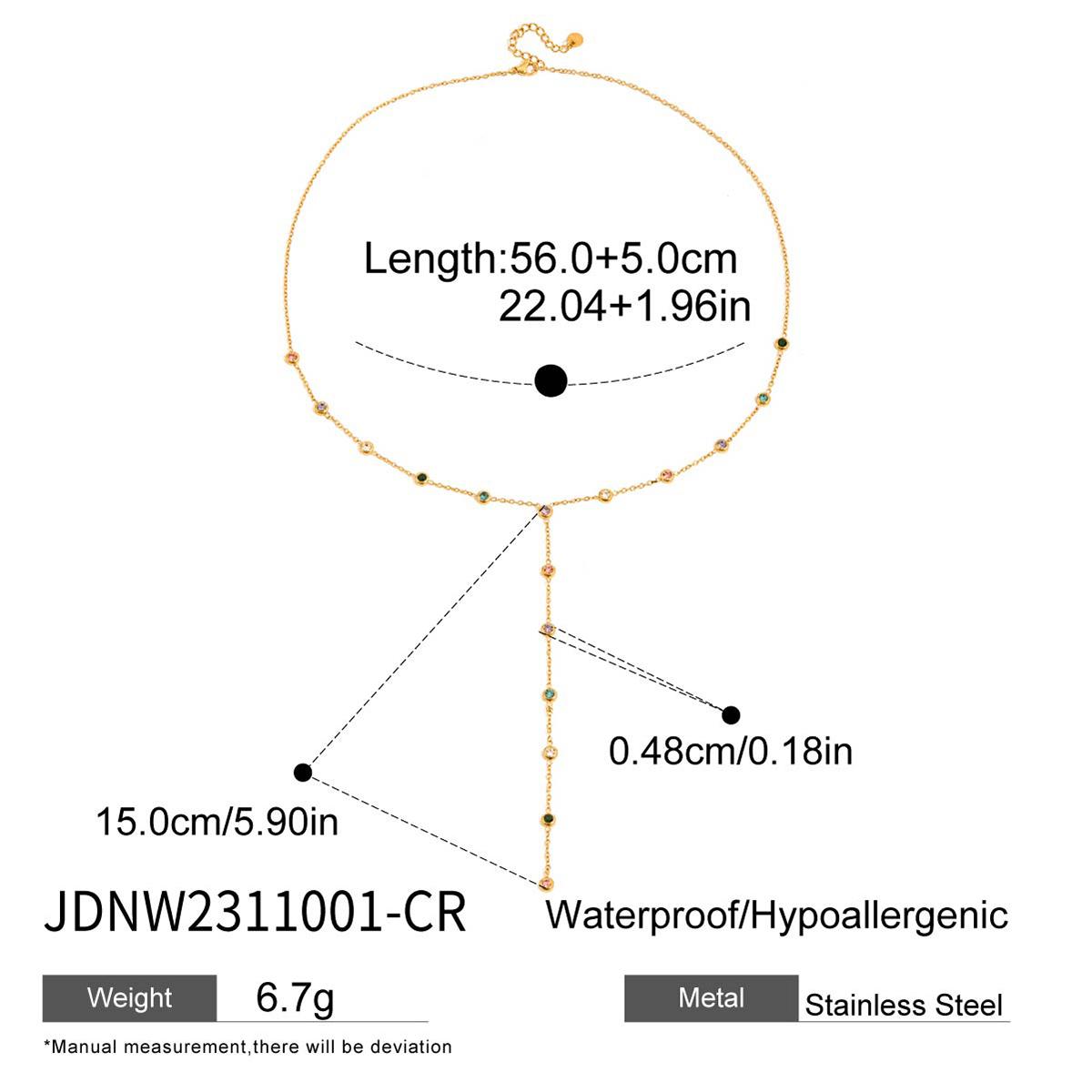 

Youthway Luxury-Style Women S Necklace Y-Shaped Stainless Steel With Colored Rhinestones Tassel Pendant Fashion Jewelry