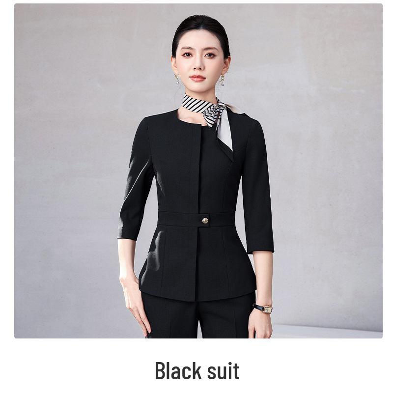 Women s Summer Professional Slim Fit Short Sleeve Suit for Beauty Salon Front Desk 3XL