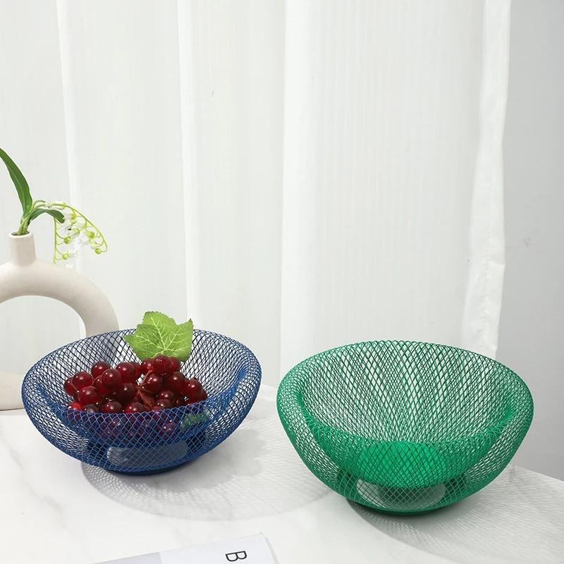 Iron Fruit Basket Modern Minimal Metal Snack Tray Coffee Table Centerpiece For Living Room Couples Christmas Gift