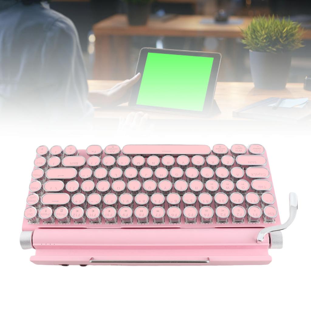 Typewriter Mechanical Keyboard 83 Keys Blue     5.0 Support 3 Devices FN Master Retro   Round Keycap Keyboard