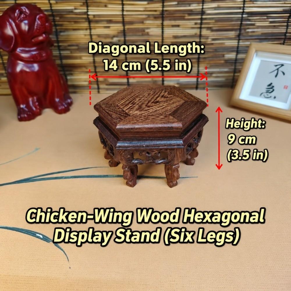 Hand Carved Hexagon Wood Base Teapot Stand Wooden Display Stand Display Base Rack Living Room