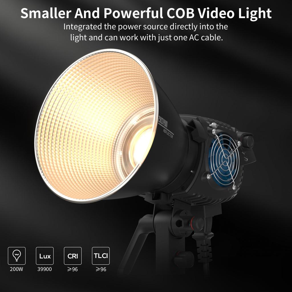 Flagship ZHIYUN MOLUS B200 200W LED Video COB Photography Lighting Compact Body with Bowens Mount [Official Store] Light, Bi-Color Light,