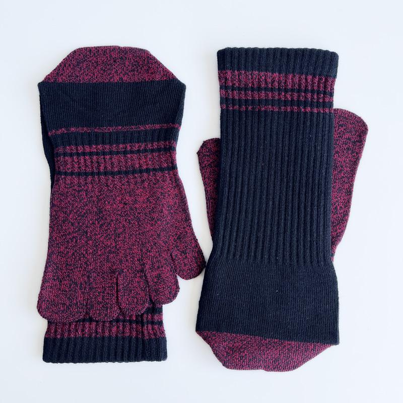 1/4 Pairs Long 5 Finger Socks Man Cotton Striped Colorful Compression Sweat-Absorbing Breathable Fitness Hiking Outdoor Toe Sock