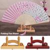 14cm Wooden Chinese Folding Hand Fan Stand Base Fan Display Stand Folding Hand Fan Stand Display Holder Office Home Decoration
