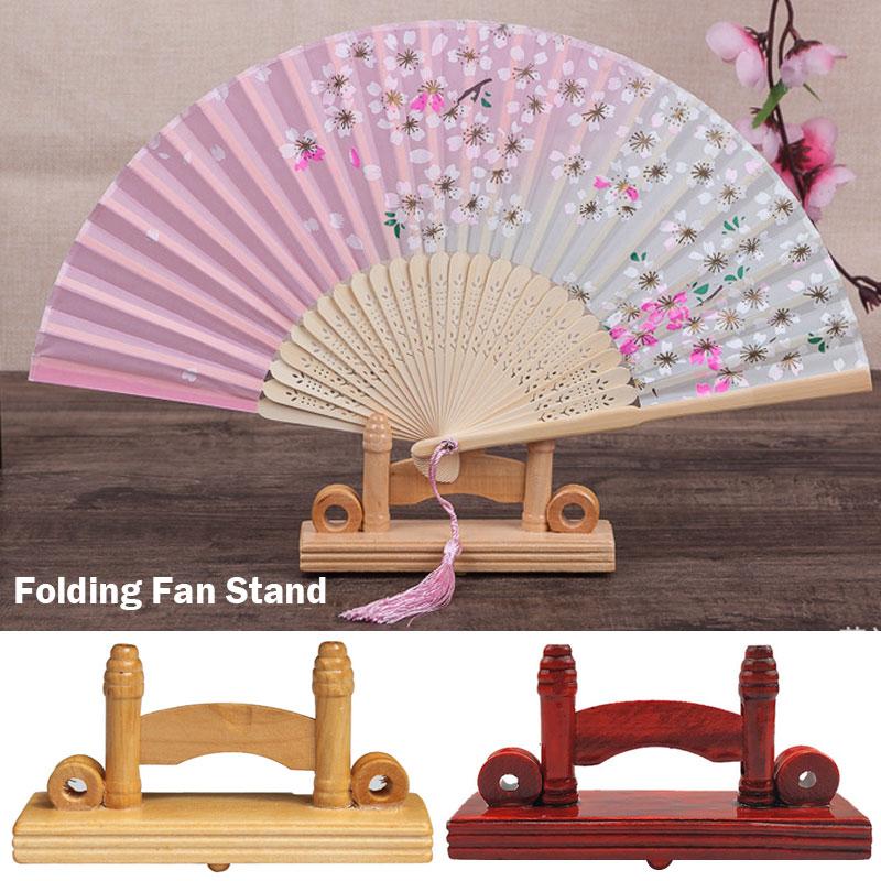 14cm Wooden Chinese Folding Hand Fan Stand Base Fan Display Stand Folding Hand Fan Stand Display Holder Office Home Decoration