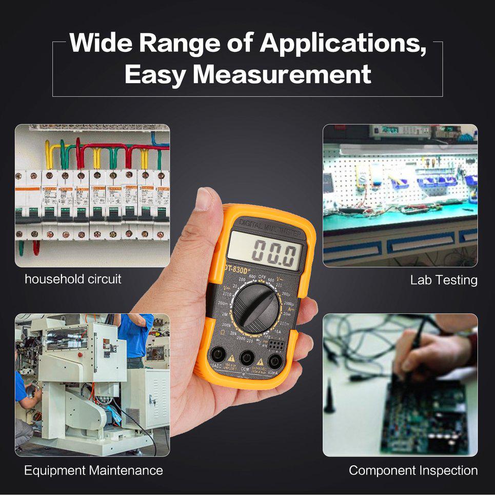 DT-830D Mini Pocket Digital Multimeter 1999 Counts AC//DC Volt Amp Ohm Diode hFE Continuity Tester Ammeter Voltmeter Ohmmeter