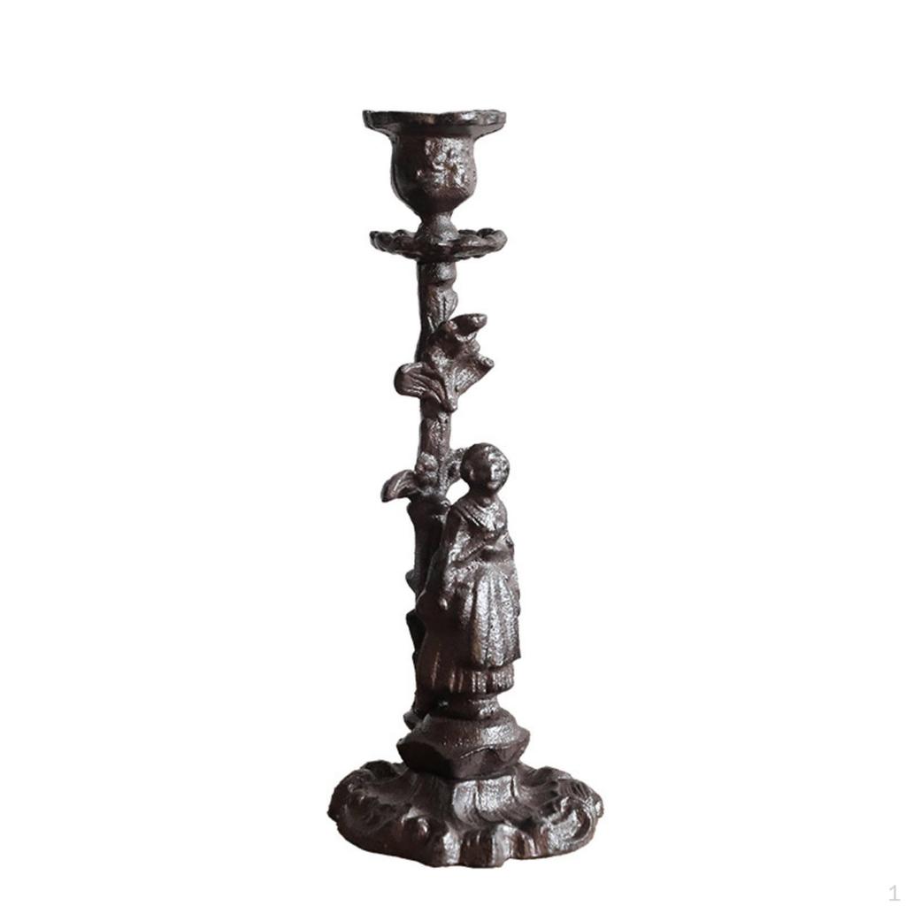 Tabletop Candle Holder Antique Metal VintageStyle Candlestick for Dining Table,
