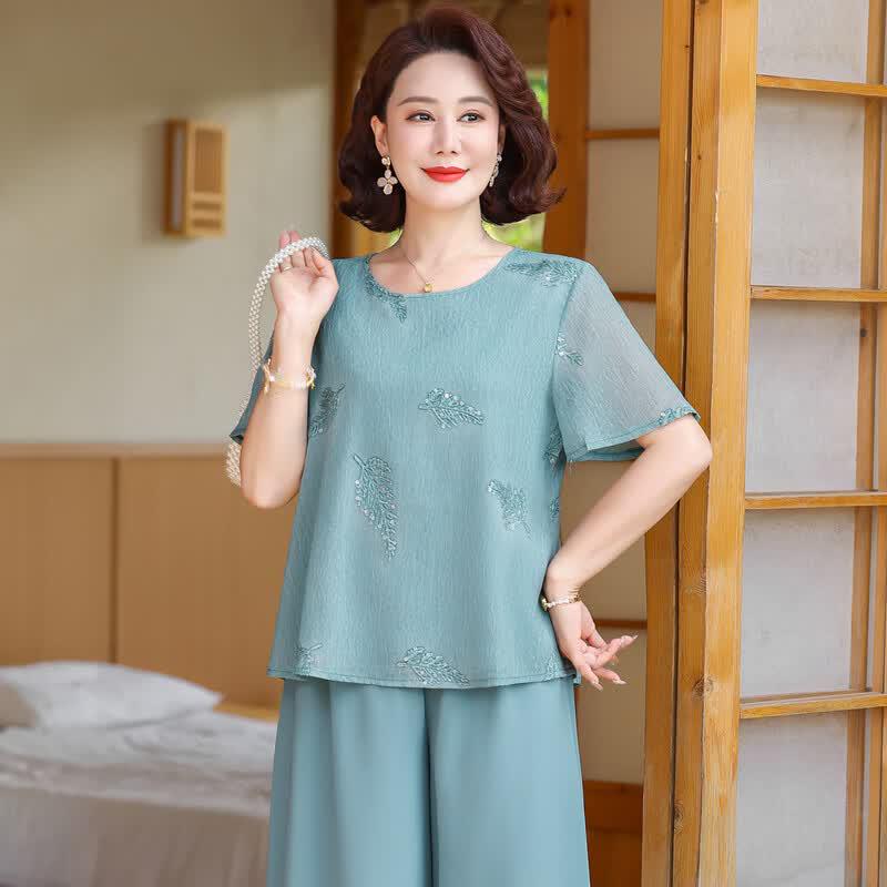Elegant Chiffon Short-Sleeve Summer Outfit