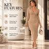Sexy Off Shoulder Knit Dress V-Neck Bodycon Long Women Lady Party Cocktail