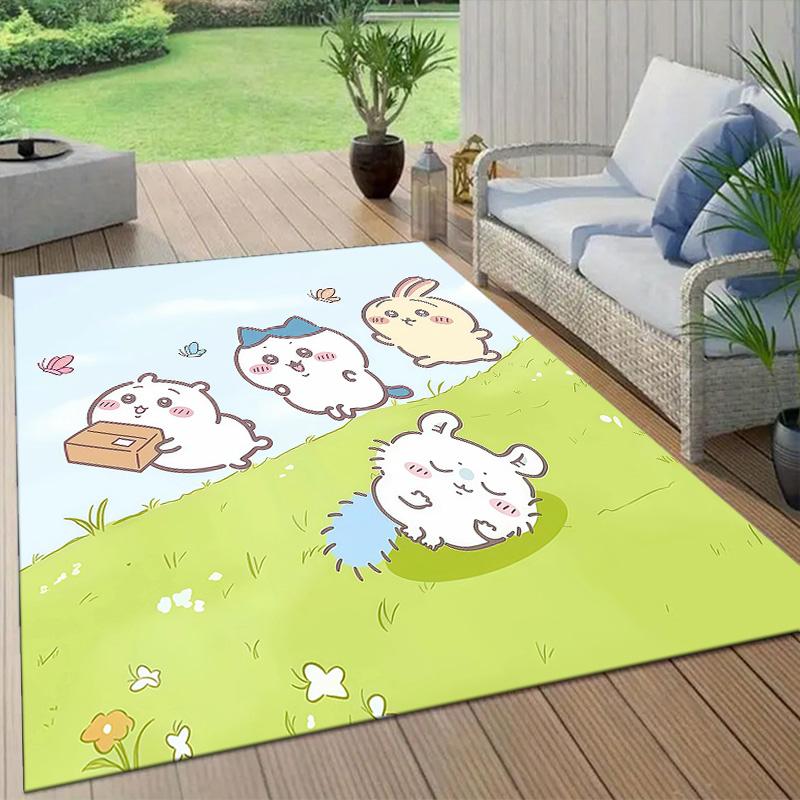 Usagi Flannel Pattern Square Carpet,Area Rug,Carpet Rug for Living Room Bedroom Sofa Playroom Decor,Non-slip Floor Mat