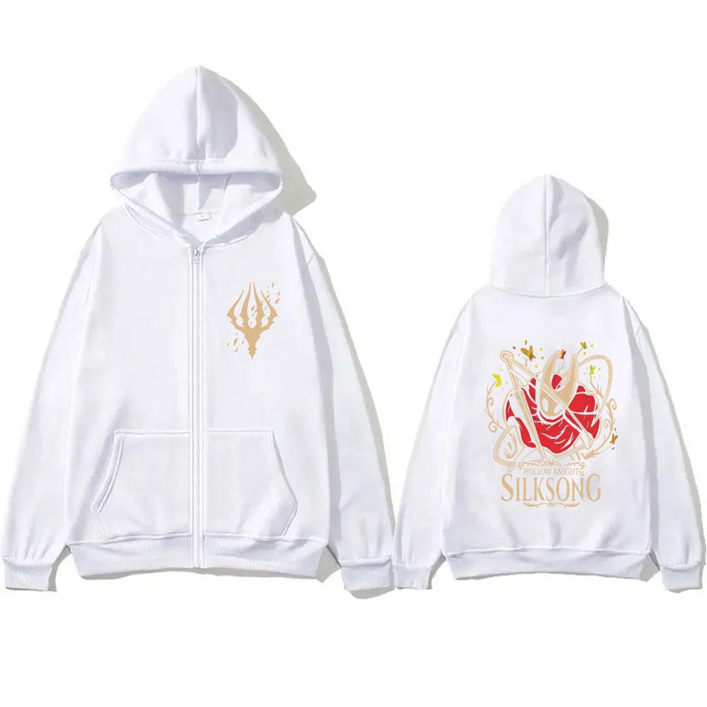 Game Hollow Knight Graphic Zipper Hoodie Men Women Unisex Vintage Casual Oversized Zip Up Sweatshirt Unsiex Fashion Fleece Jacket Coat