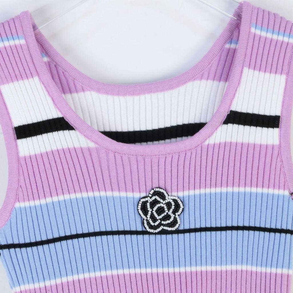 Farbblock Gestreifte Ärmellose Strickweste: Frühlings-/Sommer-Pendlerstil