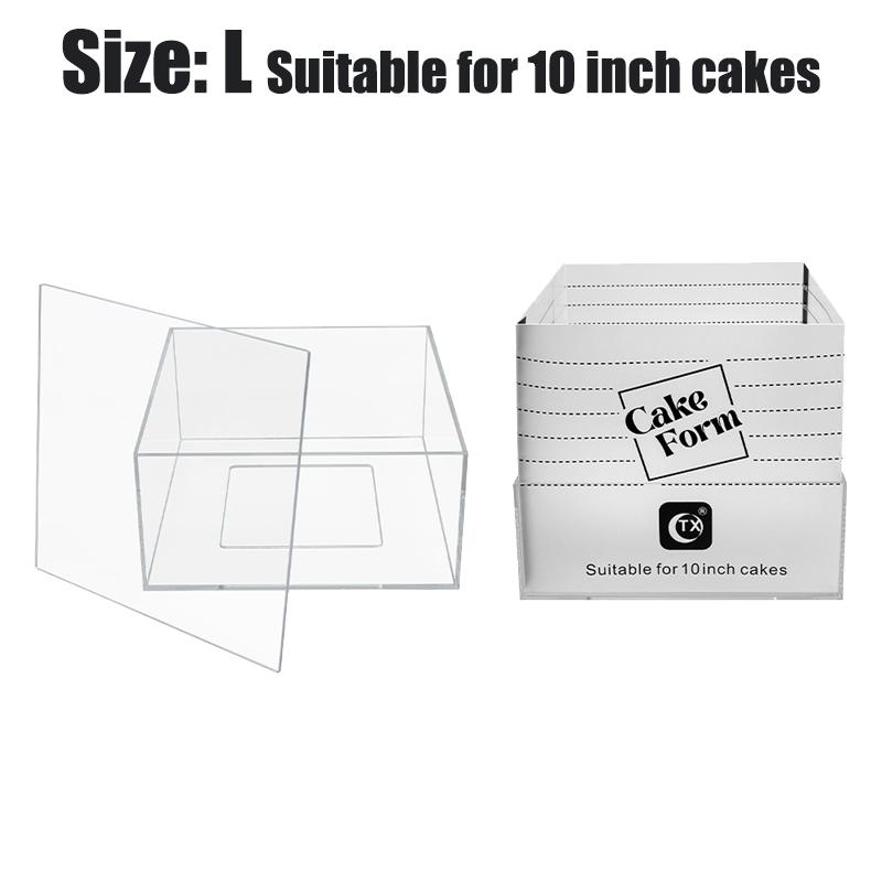 4-10 IN Quadratischer Runder Kuchenringform Verstellbare Einziehbare Fondantform Acryl Mousse Gebäckringform Kuchen Dekorationswerkzeuge