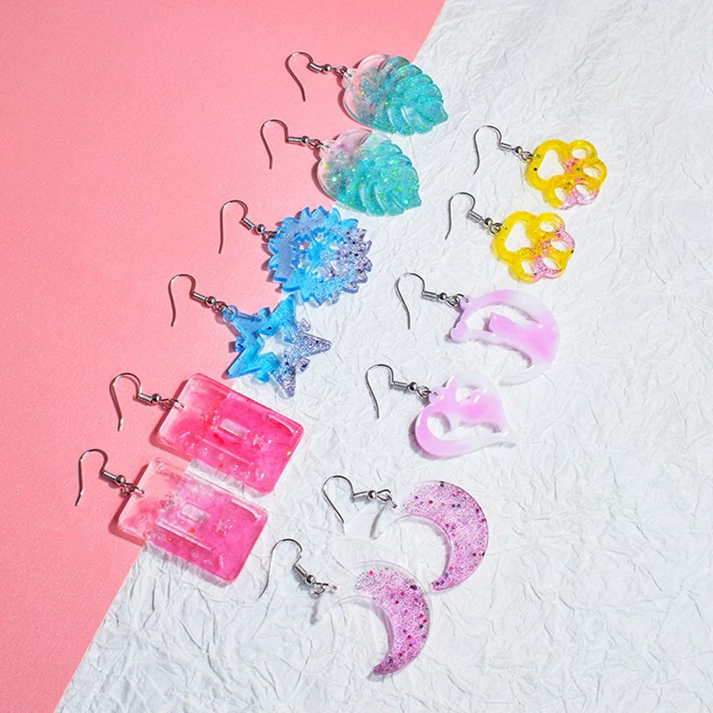 Earrings Pendant Silicone Mold Leaves Heart Shape Epoxy Resin Mold for DIY Necklace Pendant Epoxy Resin Crafts Jewelry Making