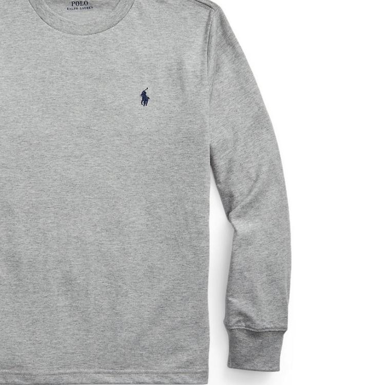 Polo Ralph Lauren Logo Embroidered Solid Color Crew Neck Long Sleeve Sweater Kids Sweater Gray 323854677-069