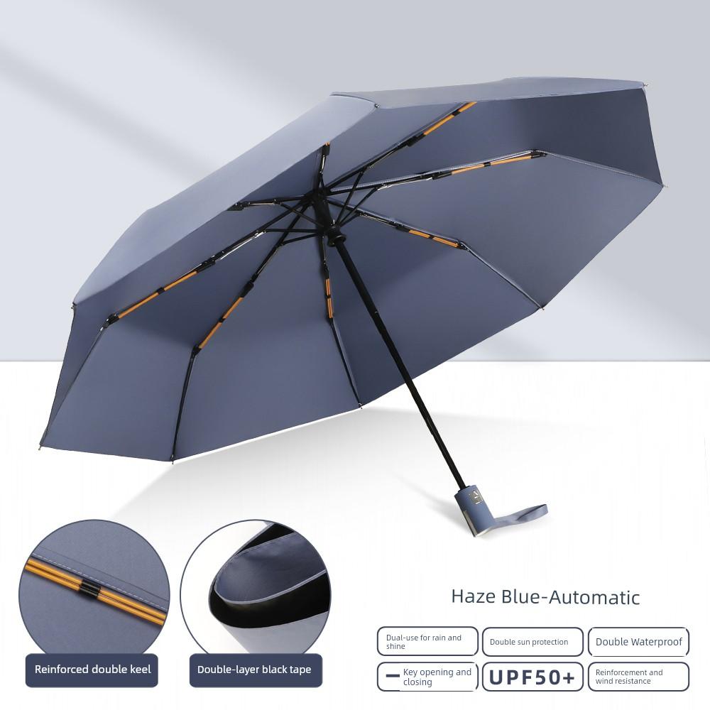 Double-Layer Umbrella for Both Rain and Sun, Reinforced Folding Umbrella for Men and Women, Fully Automatic, Super Strong Sun Protection and Uv