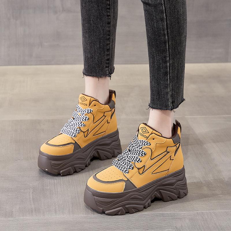 Trend tatínkových bot Nové všestranné oblíbené dámské sportovní boty pro volný čas se silnou podrážkou a vysokou vnitřní výškou na jaře a na podzim