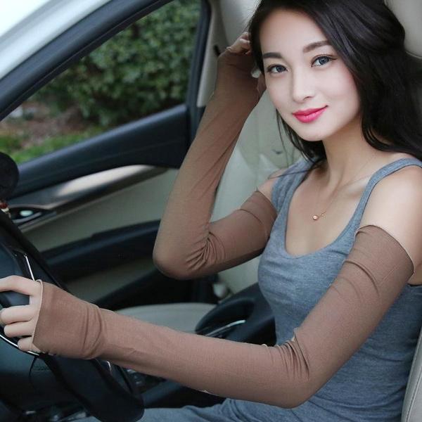 1 Pair Women Cotton Long Fingerless UV Sun Protection Golf Driving Cover Gloves Mittens (16 Colors)