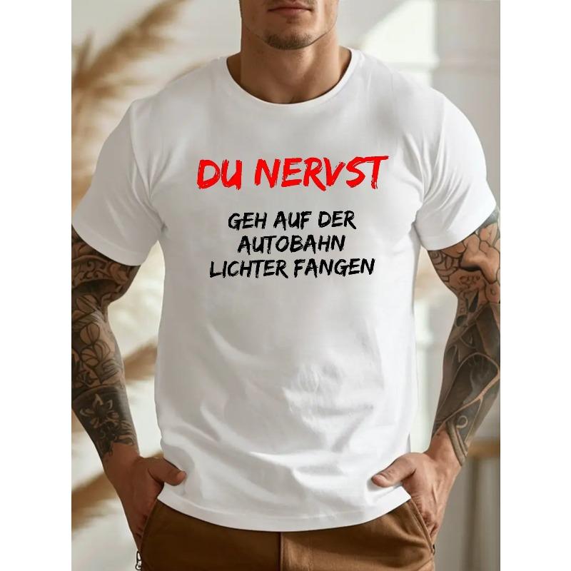 

Европейские размеры Мужская футболка с графическим принтом Du Nervst , Повседневная, С круглым вырезом, Короткий рукав, Легкая и дышащая, Летняя футболка для мужчин, Летняя одежда S белый
