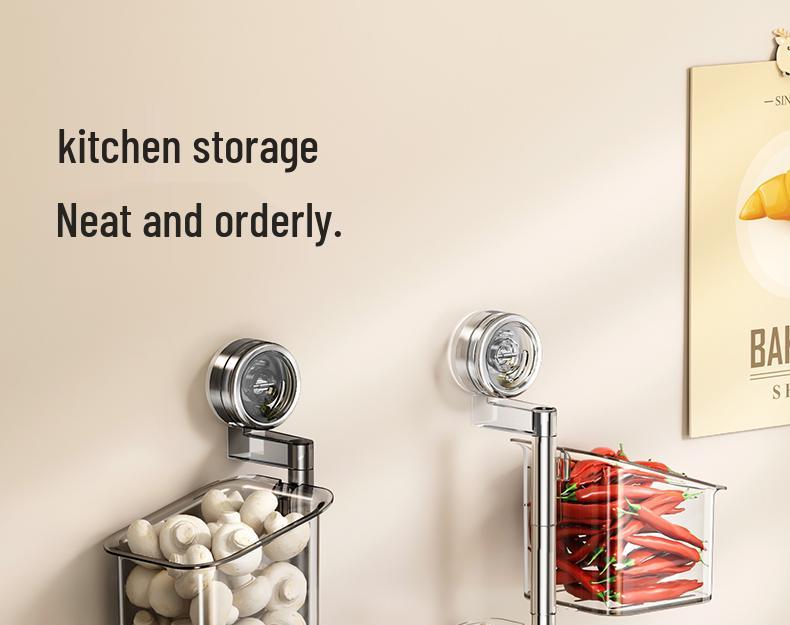 Punch-Free Wall-Mounted Kitchen Storage Basket for Onion, Ginger & Garlic
