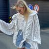 Autumn design sense gentle small floral lotus leaf edge strap chiffon top women's 1116 new French shirt
