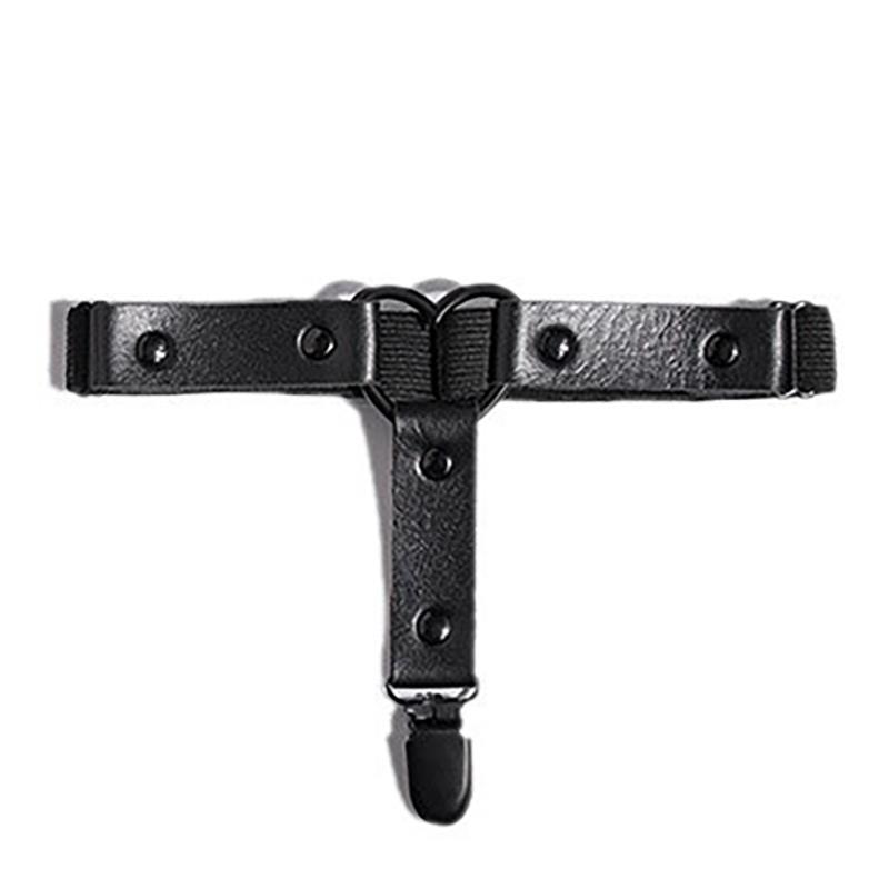 Punk Metal Tassel Pendant Pink Adjustable Heart Leg Garter With Anti-Slip Clips,Elastic Y2K Gothic Thigh Garter For Ladies Black