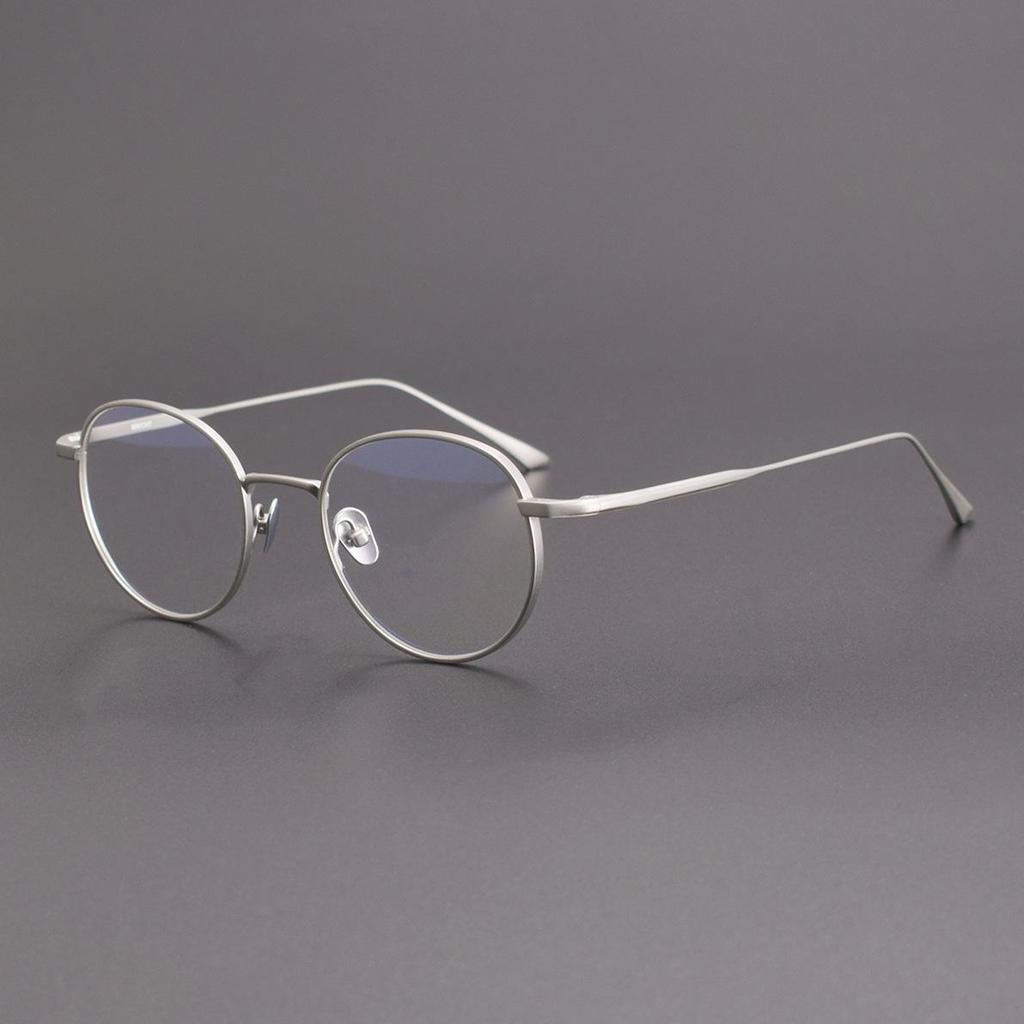 "Handmade Retro Japanese Style Pure Titanium Oval Glasses Frame"