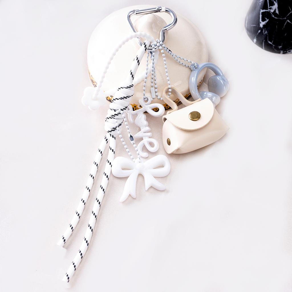 Bag Charm Exquisite Woven Maillard Bow Rope Pendant Earphone Gifts Mini Bow Leather Ornaments Bag Accessories for Women