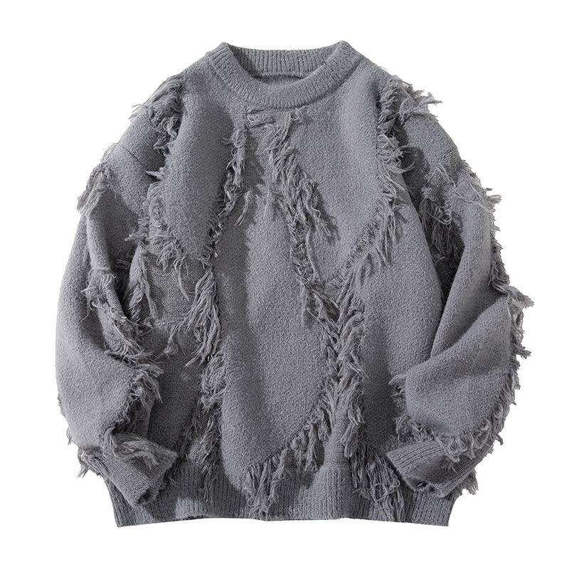 

Свитер с круглым вырезом Мужской Осенне-зимний Пуловер Нитки Модный Бренд Свободный Базовый Вязаный Свитер Топ 3XL серый