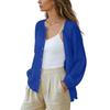 Womens Long Sleeve Button Down Blouse Lightweight Crinkled Fabric Casual Loose Fit Shirt with V Neck Design for Daily Wear