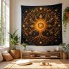 Tree of Life and Moon Phases Tapestry Wall Hanging Gold Starry Boho Mystical Celestial Aesthetic Wall Art Bedroom Decor