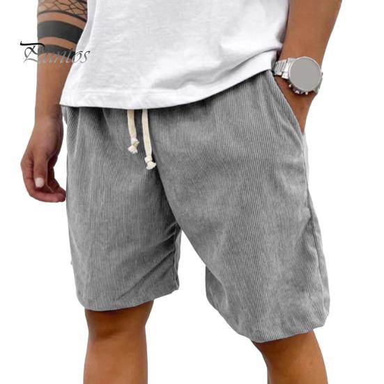 

Мужские ретро вельветовые шорты повседневные шорты с завязками на талии однотонные уличные шорты для работы фитнеса пляжа отдыха M серый