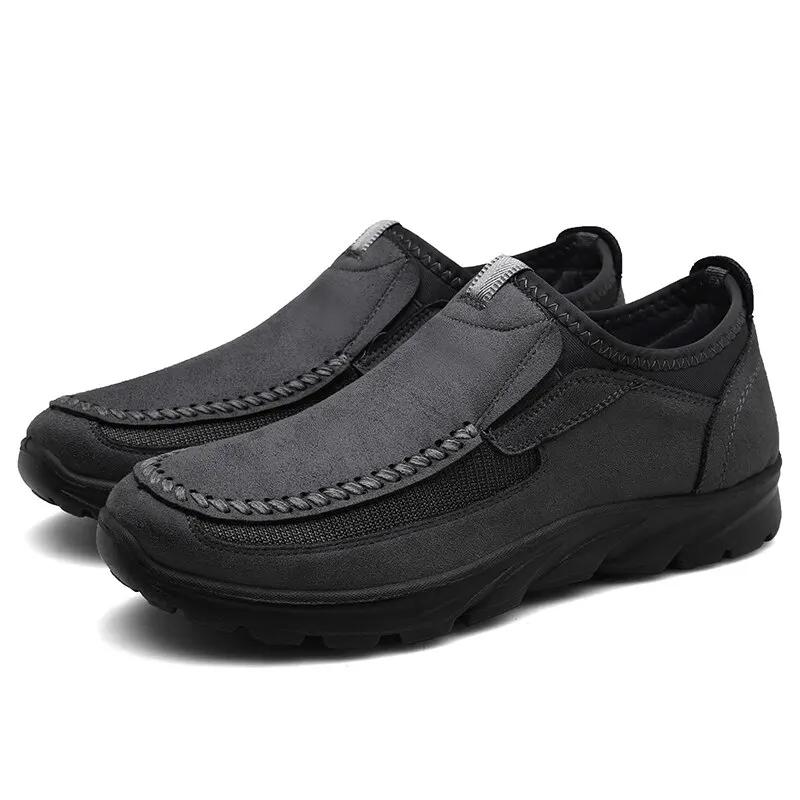 Men s Shoes Retro Handmade Leather Shoes Classic Slip on Loafers Comfortable Soft Sole Driving Footwear Men Casual Leather Shoes 39